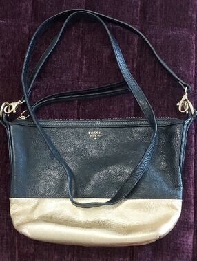 Fossil Black and Gold Two-Tone Crossbody Bag